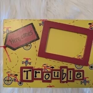 WOODEN BOX "ALL BOY" RED AND YELLOW
